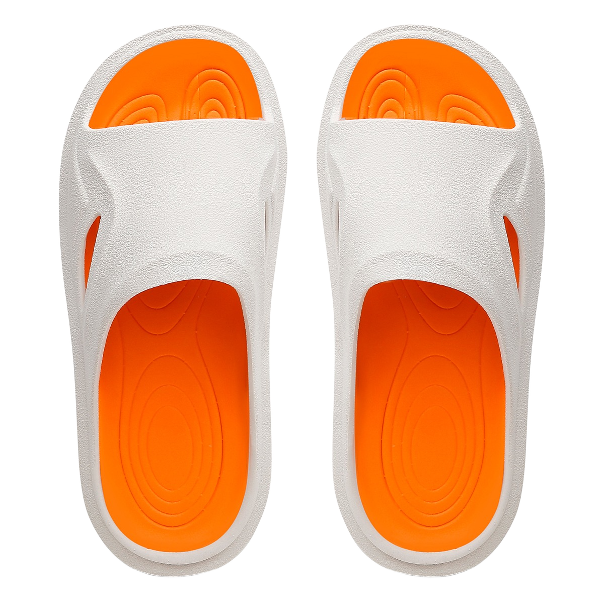 Design e palmilha laranja do Chinelo Nuvem Off-white